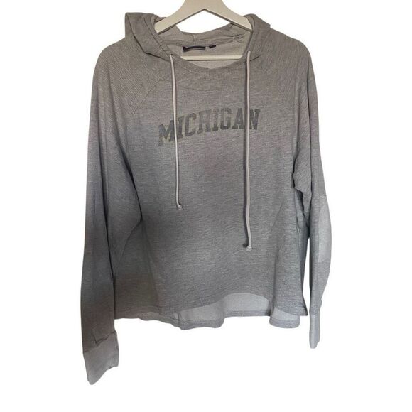 Champion waffle knit distressed hooded XL patched elbows Michigan - Picture 1 of 5